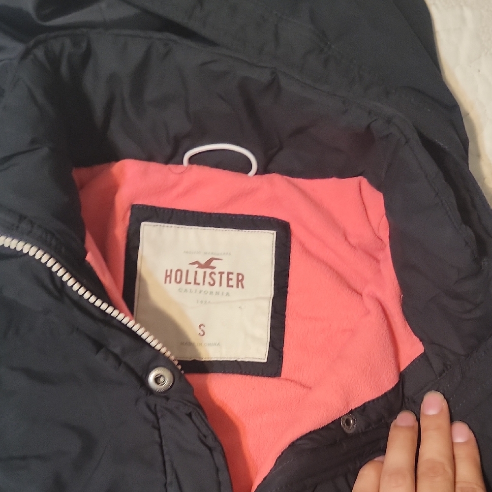 Hollister Black Coat with Coral Interior